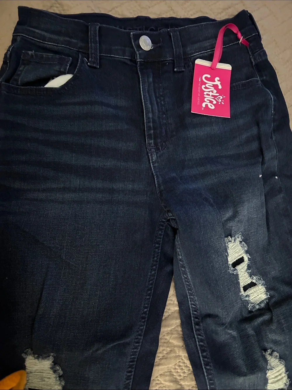 Justice Dark Blue Distressed Girls' Jeans Size 12